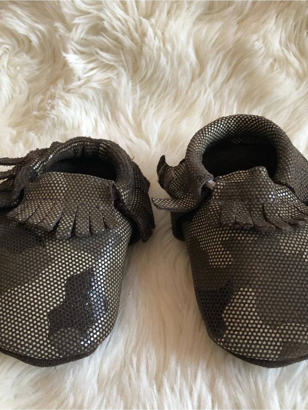 Baby/Toddler Metallic Black Bow Moccasins